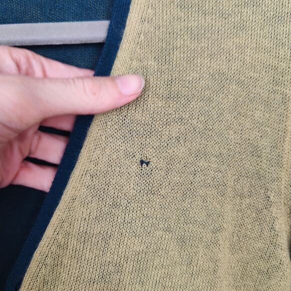 Loro Piana Cashmere Cardigan Womens 42 US 6 Green Blue Reversible FLAW HOLE - Picture 5 of 13